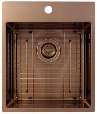 Pure.Sink Exclusivo Évier en cuivre 44x52 cm Tapwing avec trou pour robinet, rayon de 10mm PEX4040T-62