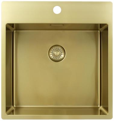 Pure.Sink Exclusivo évier doré 49x52 cm Tapwing avec banque de trous de robinet rayon 10mm PEX4540T-60