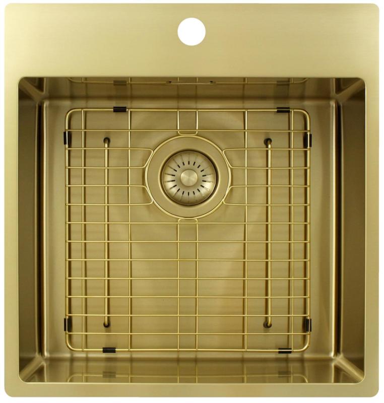 Pure.Sink Exclusivo évier doré 49x52 cm Tapwing avec banque de trous de robinet rayon 10mm PEX4540T-60