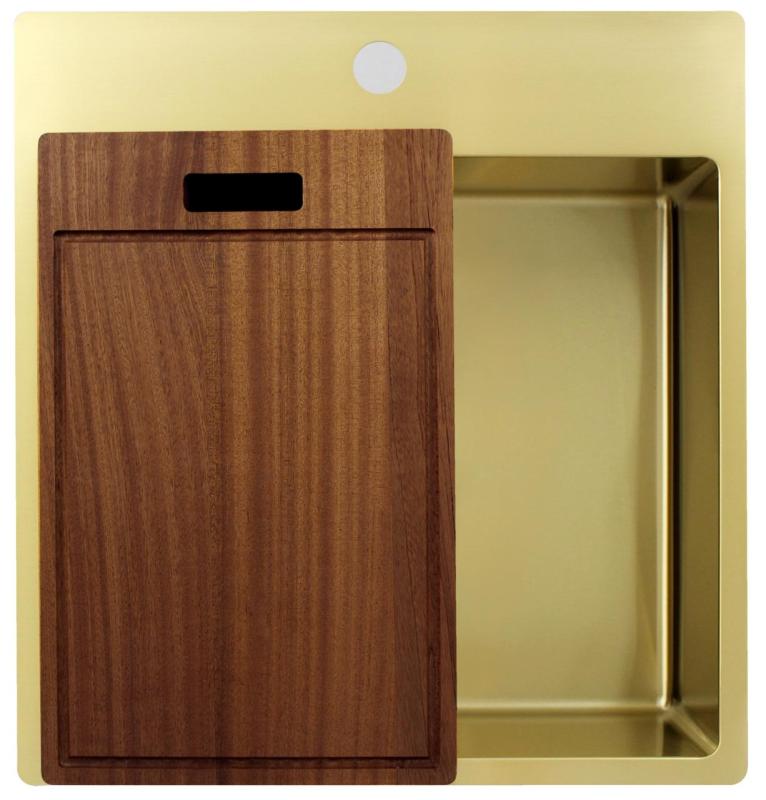 Pure.Sink Exclusivo évier doré 49x52 cm Tapwing avec banque de trous de robinet rayon 10mm PEX4540T-60