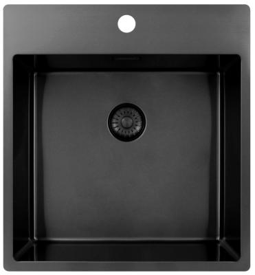 Pure.Sink Exclusivo Gun Metal évier 49x52 cm Tapwing avec trou de robinet rayon 10mm PEX4540T-61