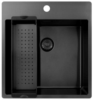 Pure.Sink Exclusivo Gun Metal évier 49x52 cm Tapwing avec trou de robinet rayon 10mm PEX4540T-61