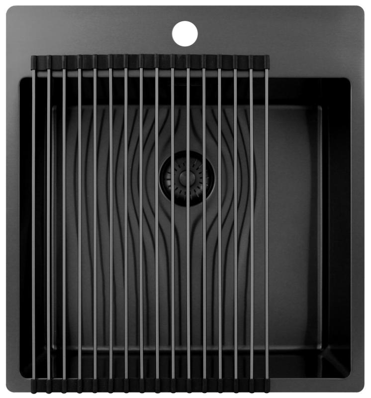 Pure.Sink Exclusivo Gun Metal évier 49x52 cm Tapwing avec trou de robinet rayon 10mm PEX4540T-61