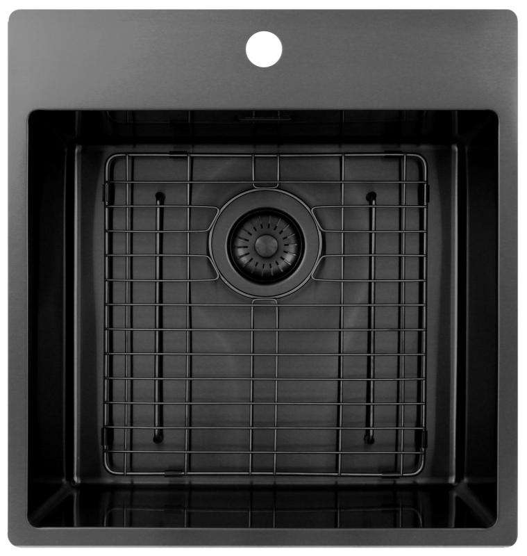 Pure.Sink Exclusivo Gun Metal évier 49x52 cm Tapwing avec trou de robinet rayon 10mm PEX4540T-61