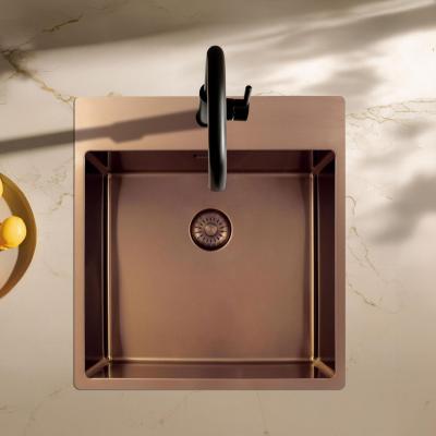 Pure.Sink Exclusivo Évier en cuivre 49x52 cm Tapwing avec trou pour robinet rayon 10mm PEX4540T-62