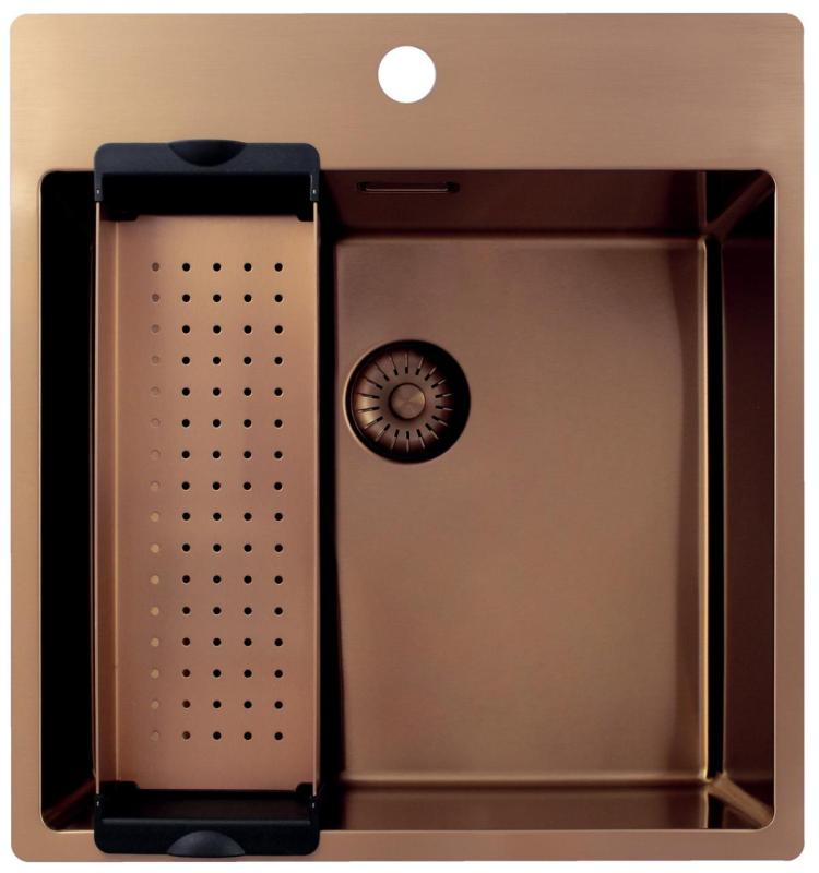 Pure.Sink Exclusivo Évier en cuivre 49x52 cm Tapwing avec trou pour robinet rayon 10mm PEX4540T-62