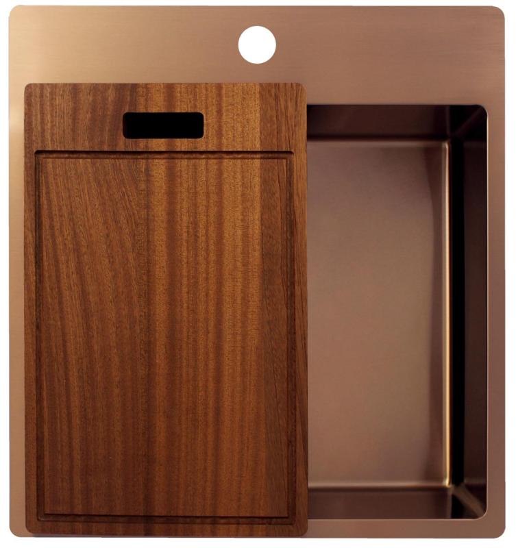 Pure.Sink Exclusivo Évier en cuivre 49x52 cm Tapwing avec trou pour robinet rayon 10mm PEX4540T-62