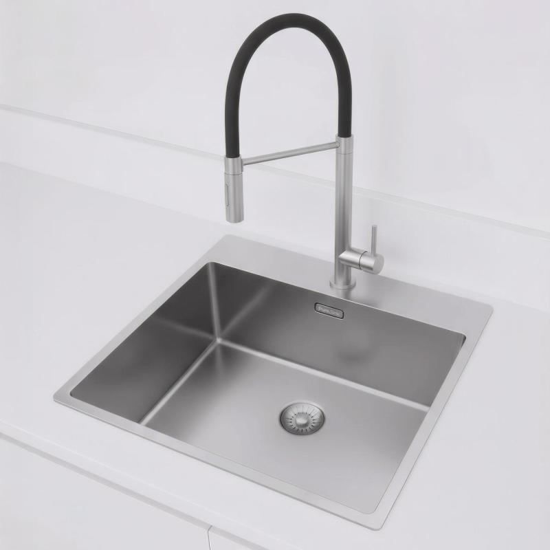 Pure.Sink Exclusivo Évier en inox 54x52cm Tapwing avec trou de robinet rayon 10mm PEX5040T-02