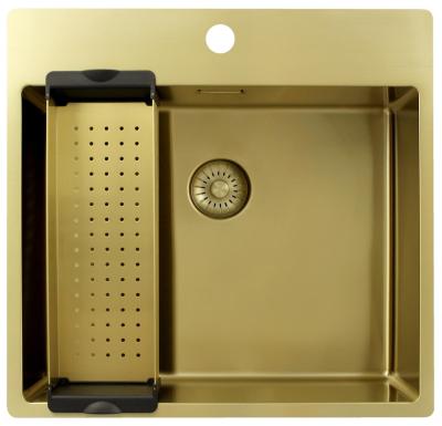 Pure.Sink Exclusivo Évier en or 54x52 cm Tapwing avec trou de robinet rayon 10mm PEX5040T-60