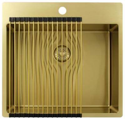 Pure.Sink Exclusivo Évier en or 54x52 cm Tapwing avec trou de robinet rayon 10mm PEX5040T-60