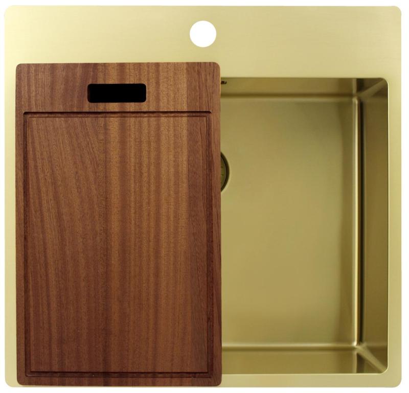 Pure.Sink Exclusivo Évier en or 54x52 cm Tapwing avec trou de robinet rayon 10mm PEX5040T-60