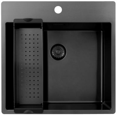 Pure.Sink Exclusivo Gun Metal évier 54x52 cm Tapwing avec trou de robinet 10mm radius PEX5040T-61