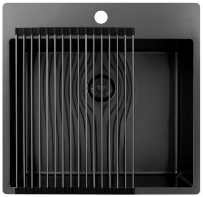 Pure.Sink Exclusivo Gun Metal évier 54x52 cm Tapwing avec trou de robinet 10mm radius PEX5040T-61