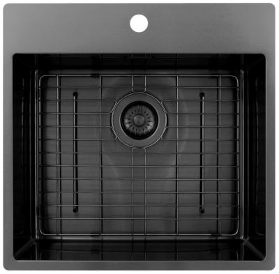 Pure.Sink Exclusivo Gun Metal évier 54x52 cm Tapwing avec trou de robinet 10mm radius PEX5040T-61