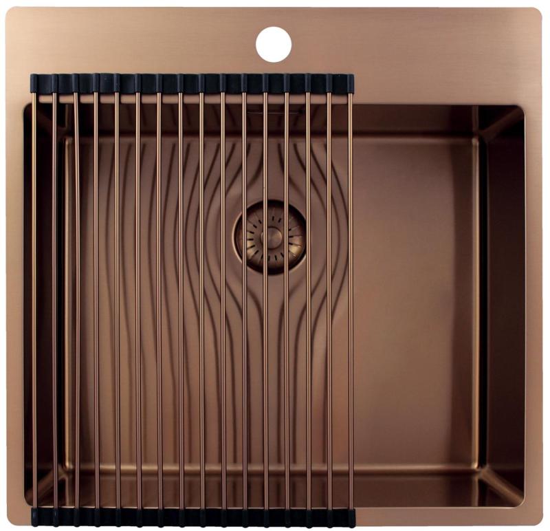 Pure.Sink Exclusivo Évier en cuivre 54x52 cm Tapwing avec trou pour robinet rayon 10mm PEX5040T-62