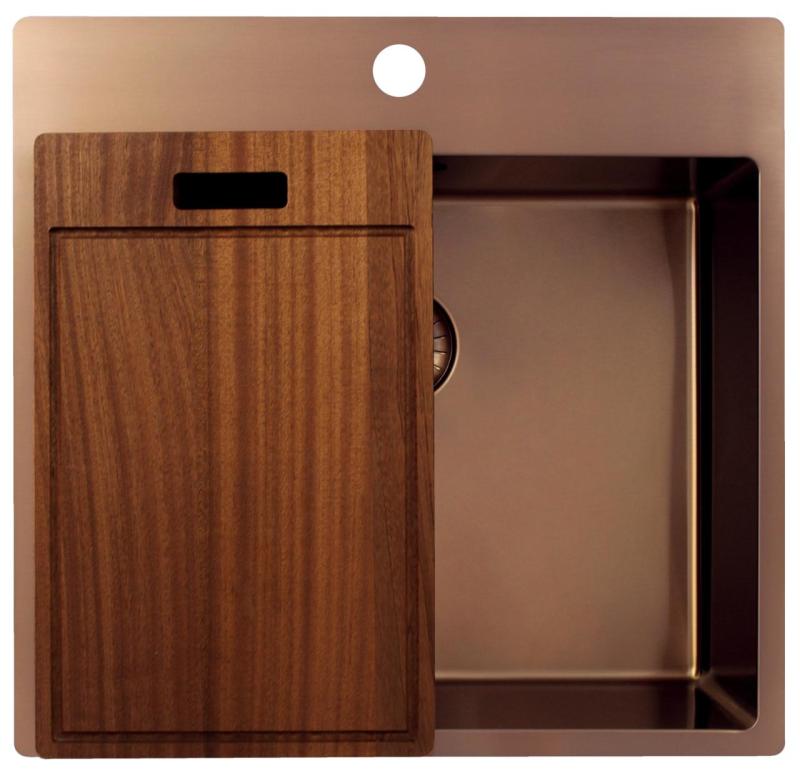 Pure.Sink Exclusivo Évier en cuivre 54x52 cm Tapwing avec trou pour robinet rayon 10mm PEX5040T-62