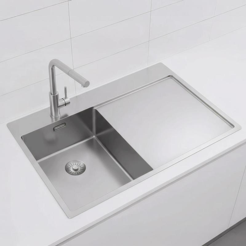 Pure.Sink Exclusivo RVS petit évier avec égouttoir 78x52 cm Tapwing à gauche PEX3478LT-02