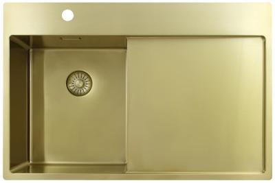 Pure.Sink Exclusivo Petit évier doré avec zone d'égouttement 78x52 cm Tapwing à gauche PEX3478LT-60