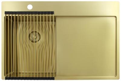 Pure.Sink Exclusivo Petit évier doré avec zone d'égouttement 78x52 cm Tapwing à gauche PEX3478LT-60