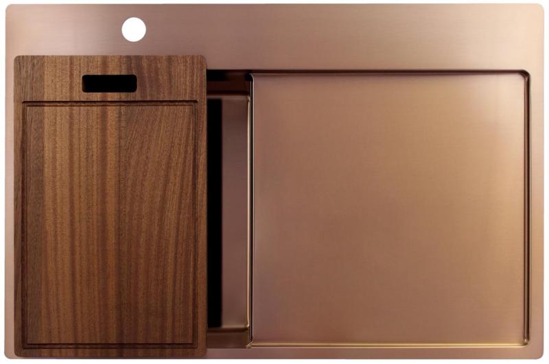 Pure.Sink Exclusivo Cuve en cuivre petite avec égouttoir 78x52 cm Tapwing à gauche PEX3478LT-62