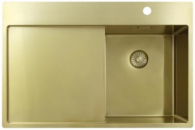 Pure.Sink Exclusivo Petit évier doré avec égouttoir 78x52 cm Tapwing à droite PEX3478RT-60