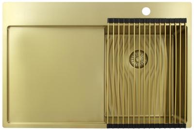 Pure.Sink Exclusivo Petit évier doré avec égouttoir 78x52 cm Tapwing à droite PEX3478RT-60