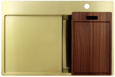 Pure.Sink Exclusivo Petit évier doré avec égouttoir 78x52 cm Tapwing à droite PEX3478RT-60