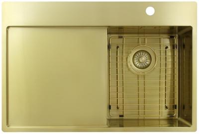 Pure.Sink Exclusivo Petit évier doré avec égouttoir 78x52 cm Tapwing à droite PEX3478RT-60