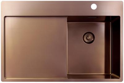 Pure.Sink Exclusivo Petit évier en cuivre avec égouttoir 78x52 cm Tapwing à droite PEX3478RT-62