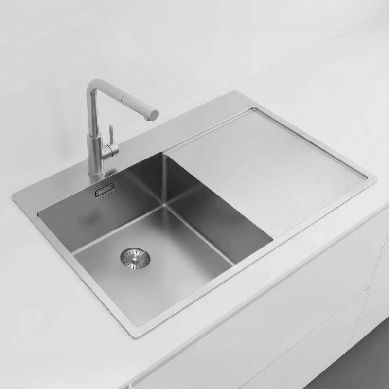 Pure.Sink Exclusivo Évier en inox avec égouttoir 78x52 cm Tapwing à gauche PEX4078LT-02