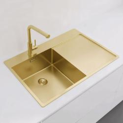 Pure.Sink Exclusivo Évier doré avec égouttoir 78 x 52 cm Robinet à levier gauche PEX4078LT-60