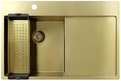 Pure.Sink Exclusivo Évier doré avec égouttoir 78x52 cm Tapwing à gauche PEX4078LT-60