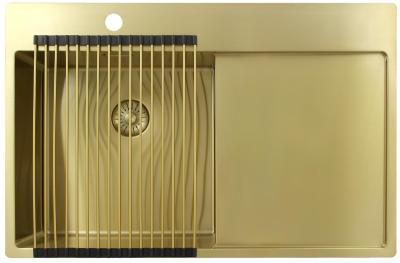 Pure.Sink Exclusivo Évier doré avec égouttoir 78x52 cm Tapwing à gauche PEX4078LT-60