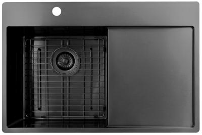Pure.Sink Exclusivo Gun Metal évier avec égouttoir 78x52 cm Tapwing à gauche PEX4078LT-61