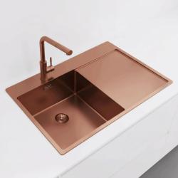 Pure.Sink Exclusivo Évier en cuivre avec égouttoir 78x52 cm Tapwing à gauche PEX4078LT-62