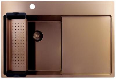 Pure.Sink Exclusivo Évier en cuivre avec égouttoir 78x52 cm Tapwing à gauche PEX4078LT-62