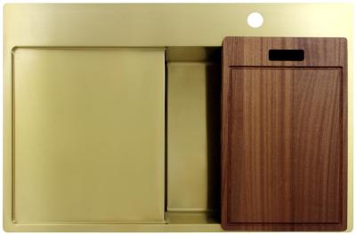 Pure.Sink Exclusivo Évier doré avec égouttoir 78x52 cm Tapwing à droite PEX4078RT-60