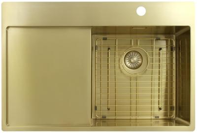 Pure.Sink Exclusivo Évier doré avec égouttoir 78x52 cm Tapwing à droite PEX4078RT-60