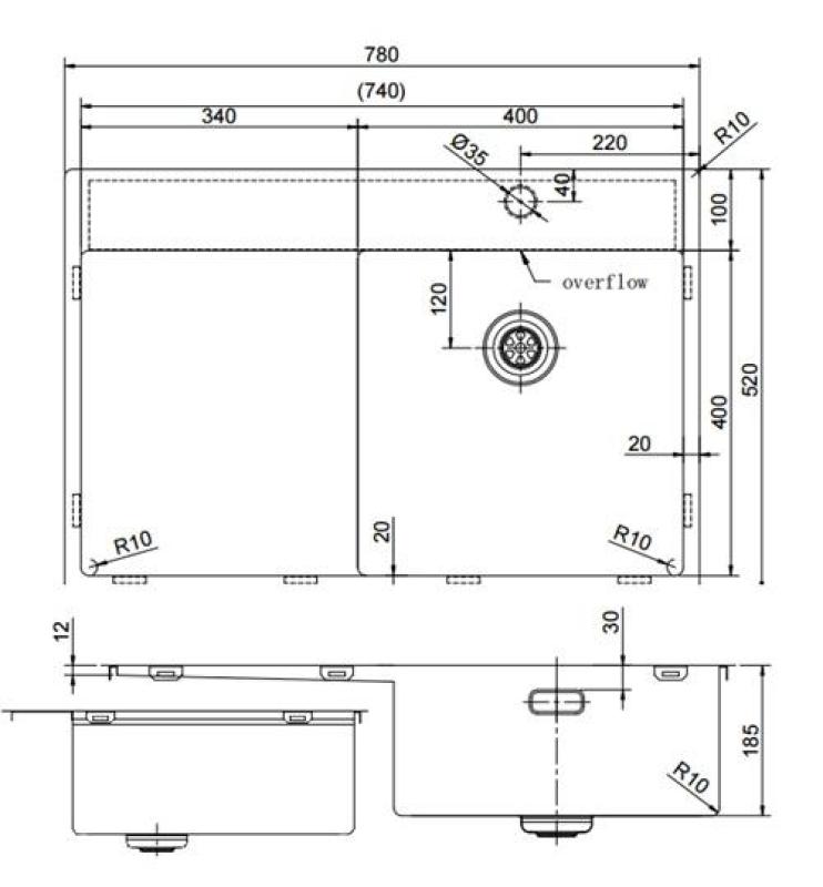 Pure.Sink Exclusivo Évier doré avec égouttoir 78 x 52 cm Robinet à levier droit PEX4078RT-60
