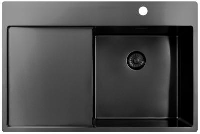 Pure.Sink Exclusivo Gun Metal évier avec égouttoir 78x52 cm Tapwing à droite PEX4078RT-61
