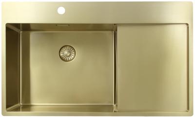 Pure.Sink Exclusivo Évier doré avec égouttoir 86x52 cm Tapwing à gauche PEX5086LT-60
