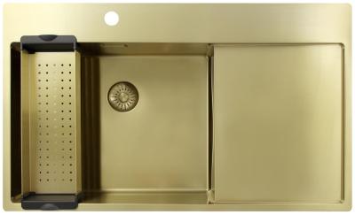 Pure.Sink Exclusivo Évier doré avec égouttoir 86x52 cm Tapwing à gauche PEX5086LT-60