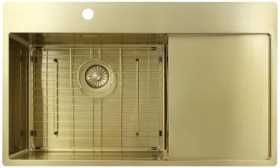 Pure.Sink Exclusivo Évier doré avec égouttoir 86x52 cm Tapwing à gauche PEX5086LT-60