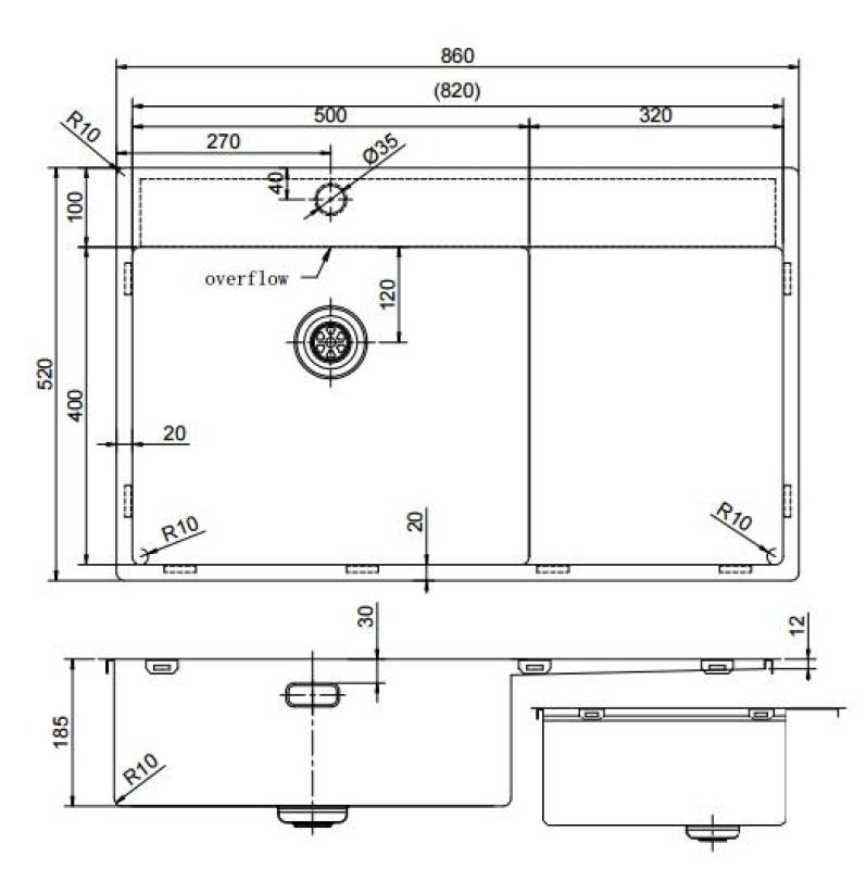 Pure.Sink Exclusivo Évier doré avec égouttoir 86 x 52 cm Robinet à levier gauche PEX5086LT-60