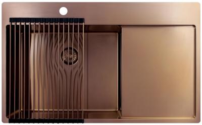 Pure.Sink Exclusivo Évier en cuivre avec égouttoir 86x52 cm Tapwing à gauche PEX5086LT-62