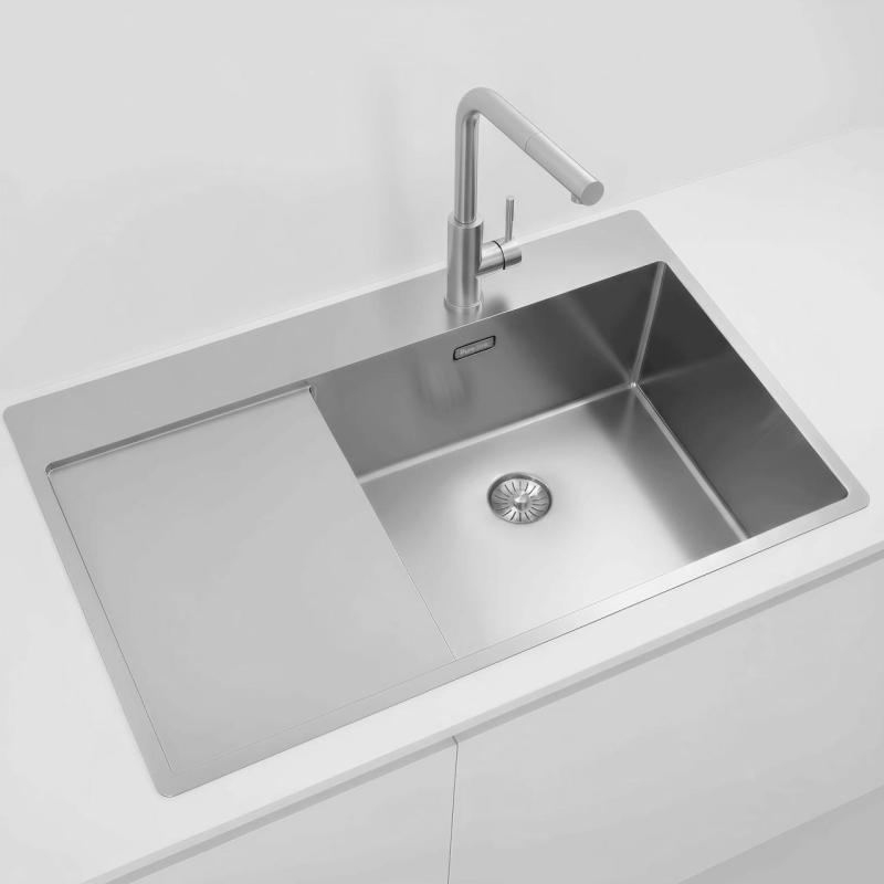 Pure.Sink Exclusivo Évier en inox avec égouttoir 86x52 cm Tapwing à droite PEX5086RT-02