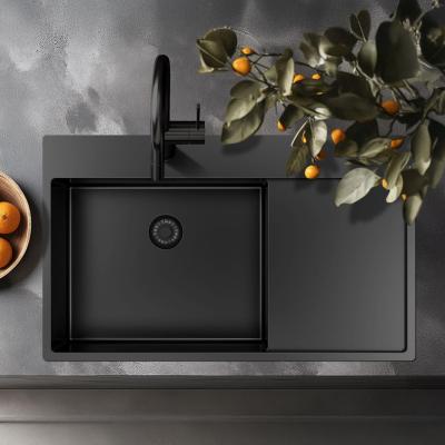 Pure.Sink Exclusivo Gun Metal évier avec égouttoir 86x52 cm Tapwing à droite PEX5086RT-61