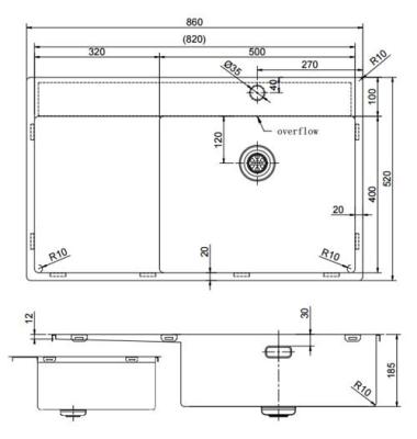 Pure.Sink Exclusivo Gun Metal évier avec égouttoir 86x52 cm Tapwing à droite PEX5086RT-61