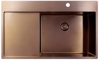 Pure.Sink Exclusivo Évier en cuivre avec égouttoir 86x52 cm Tapwing à droite PEX5086RT-62
