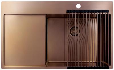Pure.Sink Exclusivo Évier en cuivre avec égouttoir 86x52 cm Tapwing à droite PEX5086RT-62